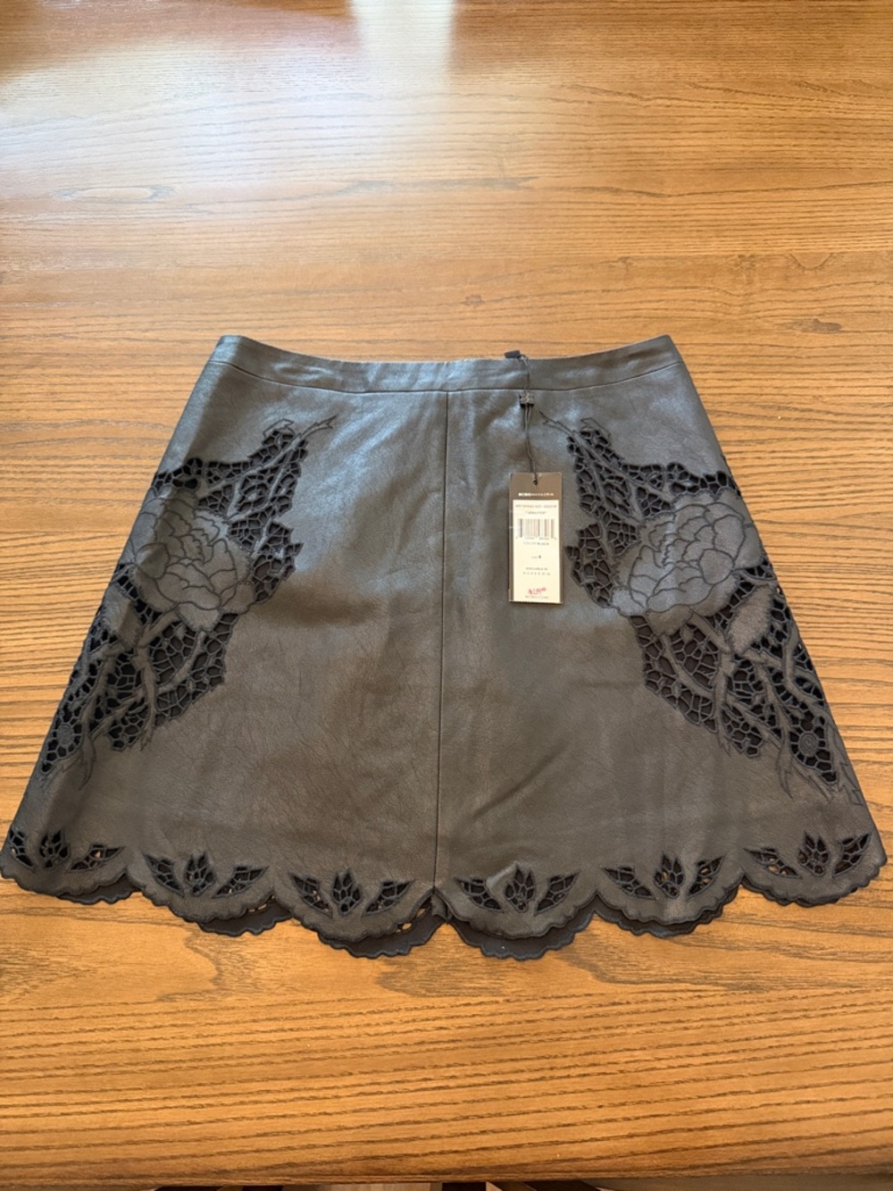 BCBGMaxAzria Black Floral A-Line Skirt